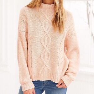 Rhythm. Tan speckled yacht cable knit sweater